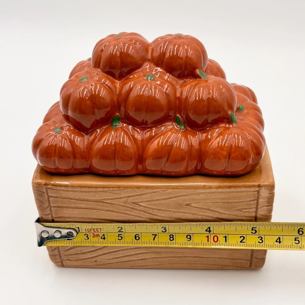 Sterling Farms Pumpkin Patch Scented 2 Wick Candle Ceramic Pumpkin Crate Jar